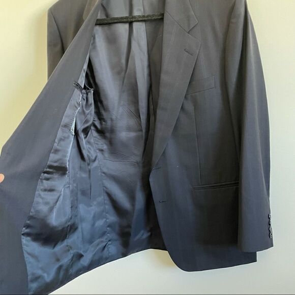 J.P. Tilford Samuelsohn Navy Striped Print Mens Blazer - Picture 9 of 12